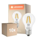 Fordelspakning 10x Ledvance Classic LED E27 Pære Filament Klar 3.4W 470lm - 827 Ekstra Varm Hvit | Erstatter 40W