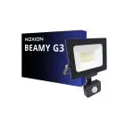 Noxion LED Flomlys Beamy G3.1 Svart 30W 3300lm 110D - 840 Kald Hvit | IP44 - Bevegelses- og Lyssensor - Symmetrisk 