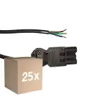 Fordelspakning 25x Noxion GST - Kompatibel Strømforsyningskabel Svart - Male + Åpne ender - 2m - 3 pole 0,75mm2